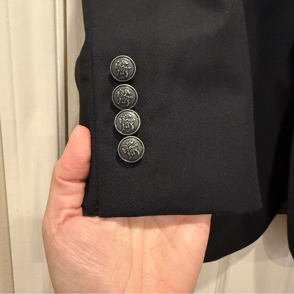 Hart Schaffner Marx 46R Black Silver Button Blazer Suit Jacket Sport Coat FLAW - Picture 4 of 9